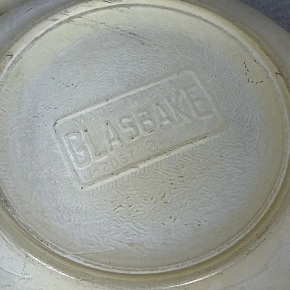 2 Vintage Glasbake Soup Bowls Milk Glass Yellow Wheat  Fair Condition